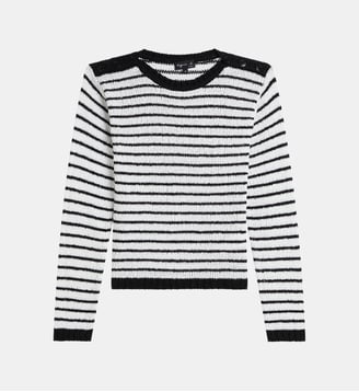 pull en jersey de coton à rayures blanc - Agnès b. - Blanc