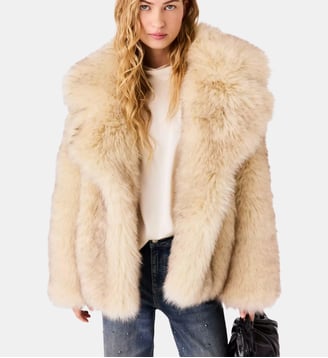 Manteau fausse fourrure oversize - Maje - Beige