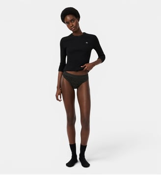 String en dentelle ceinture siglée - Lacoste - Noir