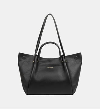 Très grand sac cabas épaule Foulonné Double LOUISA en cuir - Lancaster - Noir