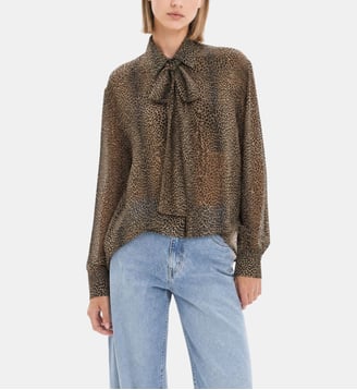 Chemise avec lavallière imprimé léopard - The Kooples - Léopard