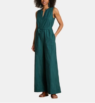 Combinaison pantalon en broderie anglaise - La Fée Maraboutée - Pétrole light