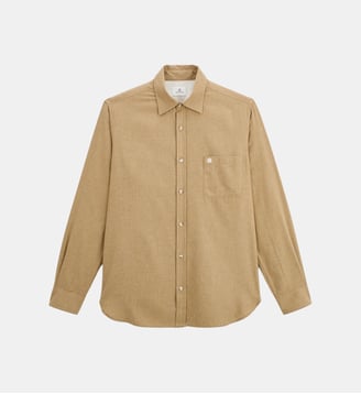 Chemise manches longues coton flanelle - Serge Blanco - Beige