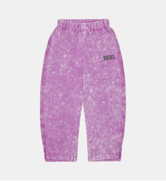 Pantalon en molleton effet washed avec logo - Diesel Kids - Violette