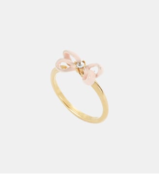 Bague ajustable ruban rose et cristal - Les Néréides - Rose