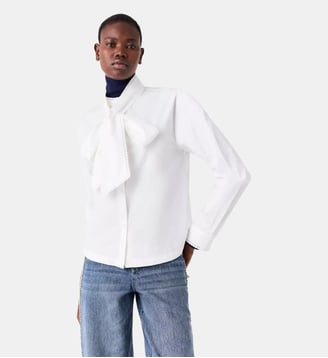 Chemise avec Lavallière amovible - Maje - Blanc