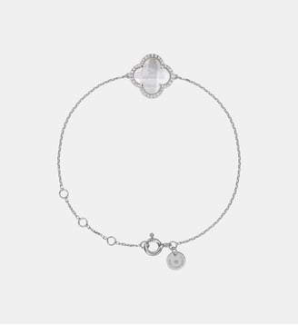 Bracelet, nacre blanche, diamants, or blanc - Morganne Bello - Or blanc