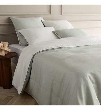 Housse de couette percale coton bio/Lyocell - AM.PM - Tilleul et ivoire