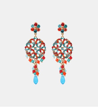 Boucles d'oreilles tiges percées pendantes   - Chiara - Satellite - Rouge