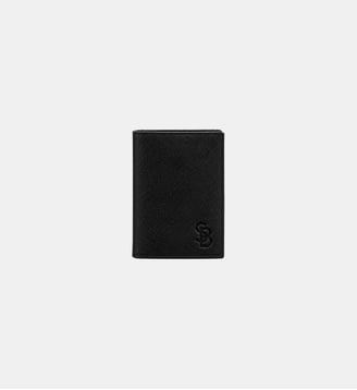 Porte-cartes à volet en cuir de chèvre noir Brooklyn - Serge Blanco - Noir