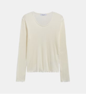 T-shirt dentelle en coton et modal - BONA - Gerard Darel - Naturel