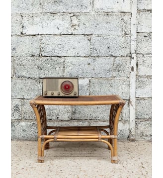 Table basse en rotin Léonie N°1116- Produit chiné - Debongout - Beige