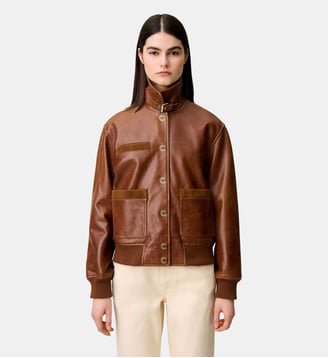 Blouson cuir large - Claudie Pierlot - Marron
