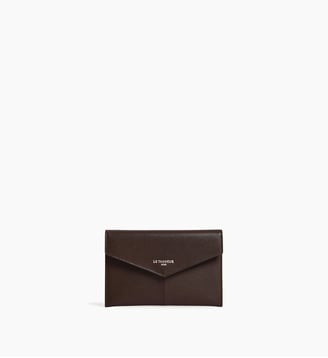 Pochette enveloppe moyen modèle Paulette en cuir lisse - Le Tanneur - Marron arabica