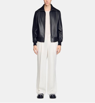 Blouson en cuir zippé - Sandro - Noir