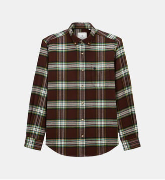 Chemise Clark à carreaux en coton - Serge Blanco - Marron