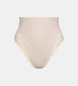 String galbant taille haute avec dentelle - Dim - Nude