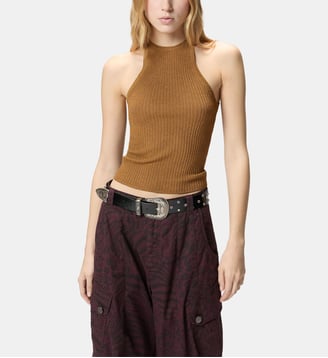 Top à épaules dénudées boutonné sur la nuque - Pinko - Bronze