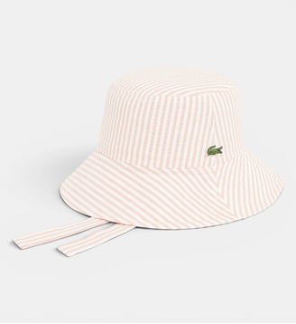Bob rayé coton - Lacoste - Blanc et rose