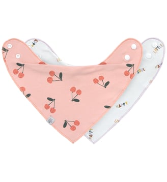 Lot de 2 bavoirs bandanas - Lassig - Rose