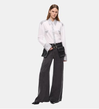 Pantalon palazzo en sergé peau de pêche - Pinko - Noir