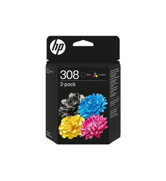 Cartouche d'encre 308 noire + 3 couleurs - HP - Noir