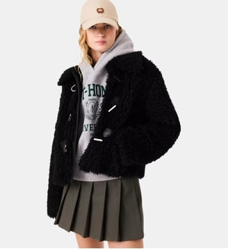 Blouson en fausse fourrure bouclée - Maje - Noir