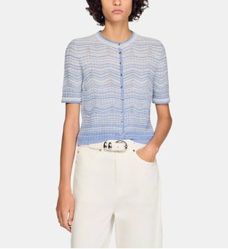Cardigan en maille fantaisie - Sandro - Bleu ciel