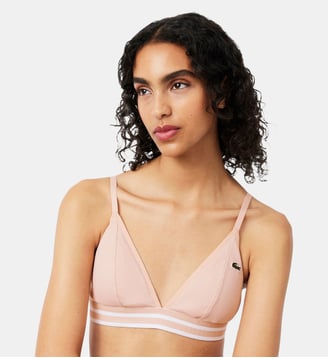 Brassière triangle coton côtelé - Lacoste - Rose