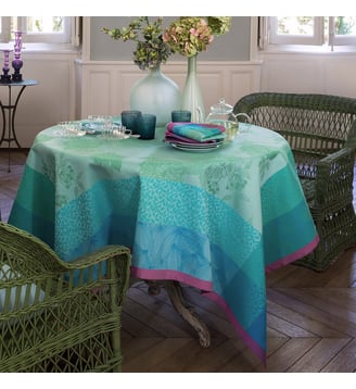 Petit Carré déco Parfums de bagatelle 100% coton-Capucine-120 x 120 cm - Le Jacquard Francais - Vert