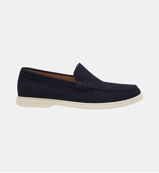 Chaussures bateau Sienne en cuir  - BOSS - Bleu foncé