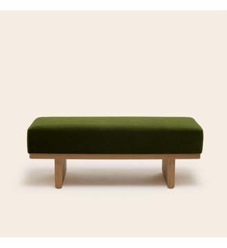 Banc ANCA  Bois et tissu naturel - Madura - Velours vert olive
