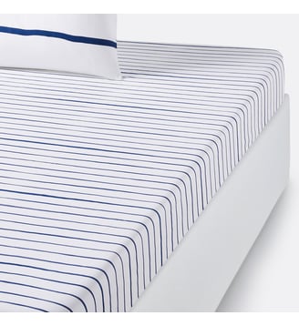Drap housse pur coton - La Redoute Interieurs - Blanc et bleu
