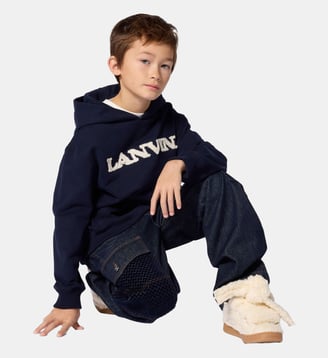 Sweat à capuche - Lanvin Kids - Bleu de chine