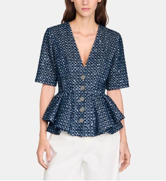 Veste à sequins - Sandro - Marine