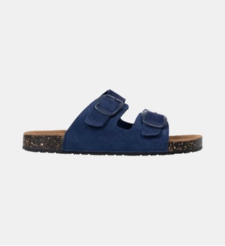Sandales semelle intérieure cuir patch talon confort everywear - Isotoner - Bleu foncé