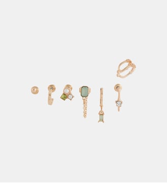 Set de 7 petites boucles et bijou d'oreille - Balaboosté - Vert