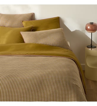 Housse de couette gaze de coton/coton lavé - La Redoute Interieurs - Vichy ocre