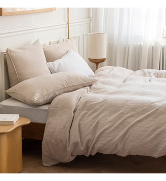 Housse de couette en gaze de coton, SIMPLEMENT GAUFRÉ Blanc Cerise