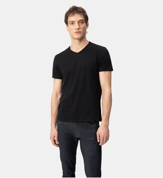 Tee-shirt col V L'Essentiel - Ikks - Noir
