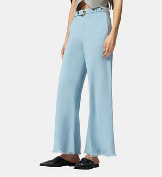 Pantalon en lin mélangé avec ceinture - Pinko - Bleu