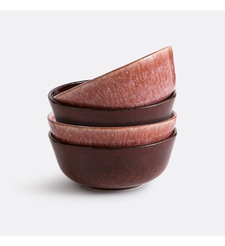 Lot de 4 bols en grès émail réactif - La Redoute Interieurs - Rose et marron