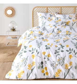 Parure de lit coton, taie carrée, Jeanille So'Home