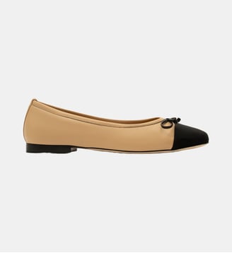 Java - Ballerines En Cuir Nappa Beige - Sacchetto - Parallèle - Beige et noir