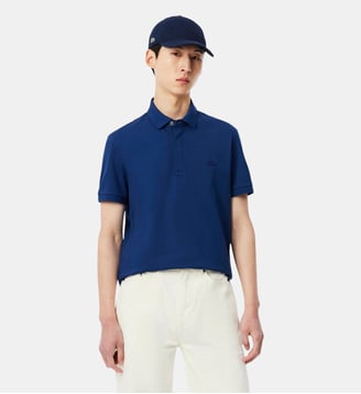 Polo droit en coton piqué stretch Paris - Lacoste - Bleu marine méthylène