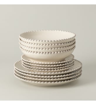 Set Table 12 Pièces avec Bol à Soupe/Pâtes Pearl Costa Nova