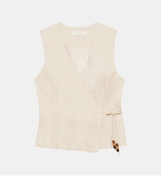 Top sans manches col v uni VEYA - La Petite Etoile - Naturel