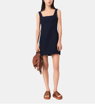 Robe courte en lin mélangé - Maje - Marine