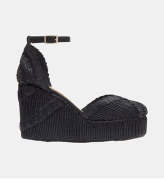 Espadrilles en raphia à talons compensés à bride CHARMIE - Castaner - Noir