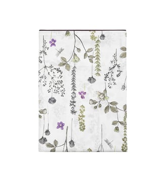 Drap plat imprimé en satin de coton bio, BUCOLIQUE - Alexandre Turpault - Blanc